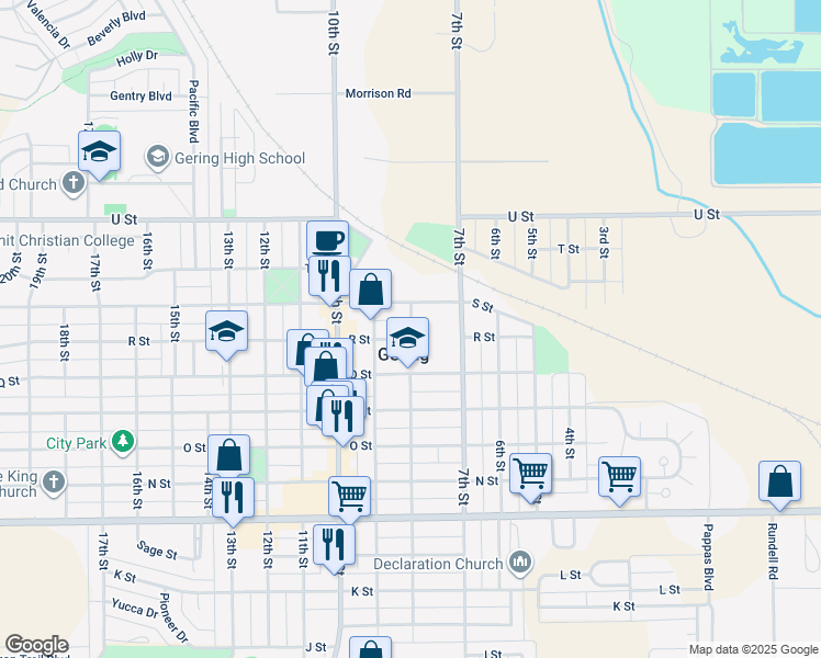 map of restaurants, bars, coffee shops, grocery stores, and more near 1800 8th Street in Gering