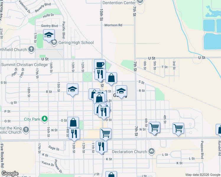 map of restaurants, bars, coffee shops, grocery stores, and more near 1870 9th Street in Gering