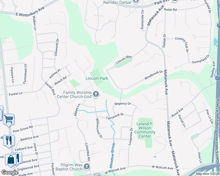 map of restaurants, bars, coffee shops, grocery stores, and more near 155 Windbrook Drive in Windsor