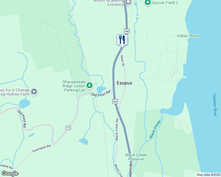 map of restaurants, bars, coffee shops, grocery stores, and more near 4 Old Post Road in Esopus