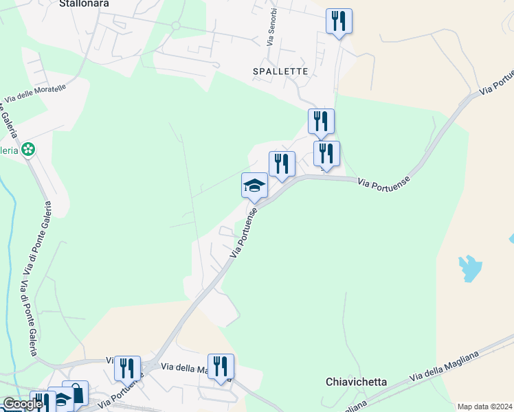 map of restaurants, bars, coffee shops, grocery stores, and more near 1270 Via Portuense in Ponte Galeria-la Pisana