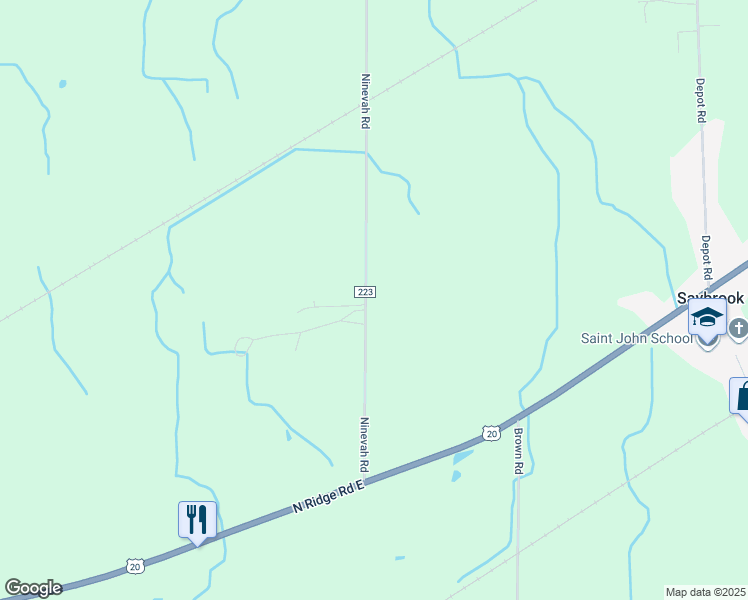 map of restaurants, bars, coffee shops, grocery stores, and more near 7818 Ninevah Road in Geneva