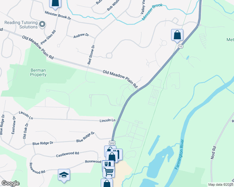 map of restaurants, bars, coffee shops, grocery stores, and more near 51 Hopmeadow Street in Simsbury