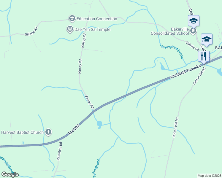 map of restaurants, bars, coffee shops, grocery stores, and more near 1318 Litchfield Turnpike in New Hartford