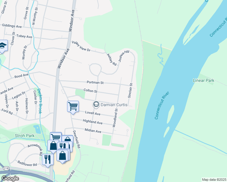 map of restaurants, bars, coffee shops, grocery stores, and more near 165 Colton St in Windsor