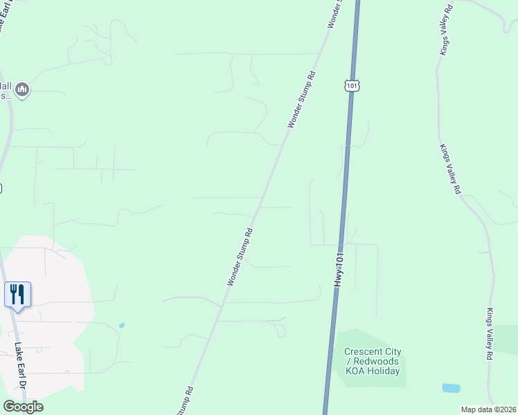 map of restaurants, bars, coffee shops, grocery stores, and more near 4542 Wonder Stump Road in Crescent City