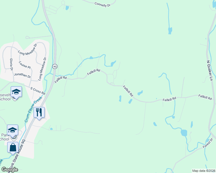 map of restaurants, bars, coffee shops, grocery stores, and more near 36 Fallkill Road in Hyde Park