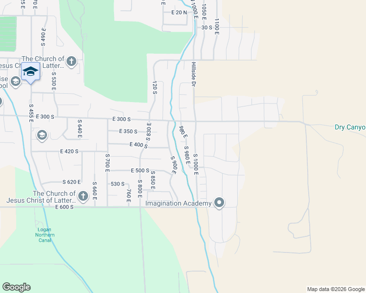 map of restaurants, bars, coffee shops, grocery stores, and more near 203 South 980 East in Smithfield