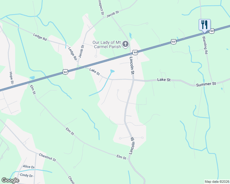 map of restaurants, bars, coffee shops, grocery stores, and more near 17 Patriot Way in Seekonk