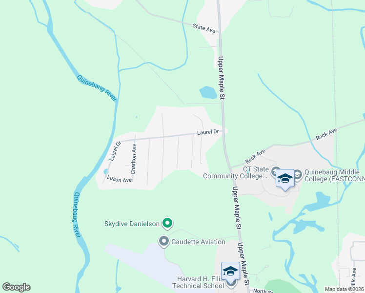 map of restaurants, bars, coffee shops, grocery stores, and more near 29 Laurel Drive in Killingly