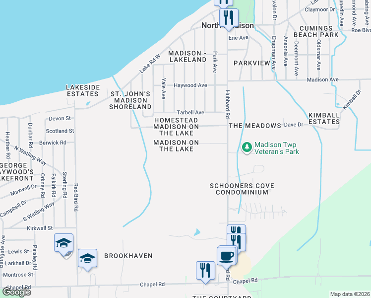 map of restaurants, bars, coffee shops, grocery stores, and more near in North Madison