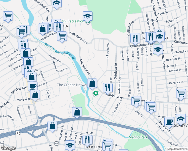 map of restaurants, bars, coffee shops, grocery stores, and more near 16 Carl Street in Providence