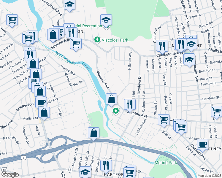 map of restaurants, bars, coffee shops, grocery stores, and more near 16 Carl Street in Providence