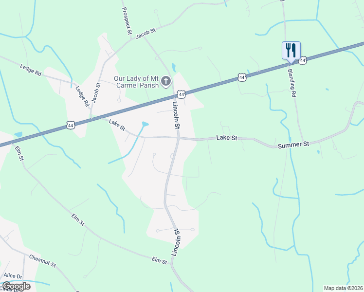 map of restaurants, bars, coffee shops, grocery stores, and more near 228 Lincoln Street in Seekonk