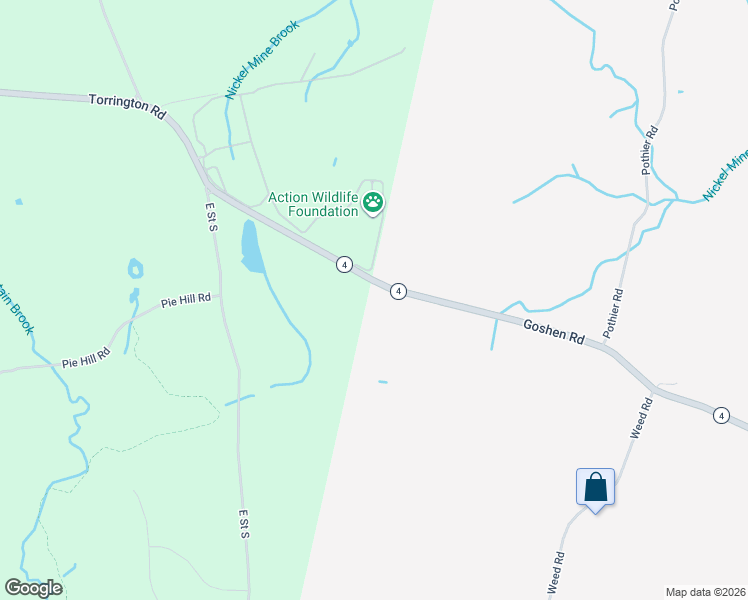 map of restaurants, bars, coffee shops, grocery stores, and more near 1769 Goshen Road in Torrington