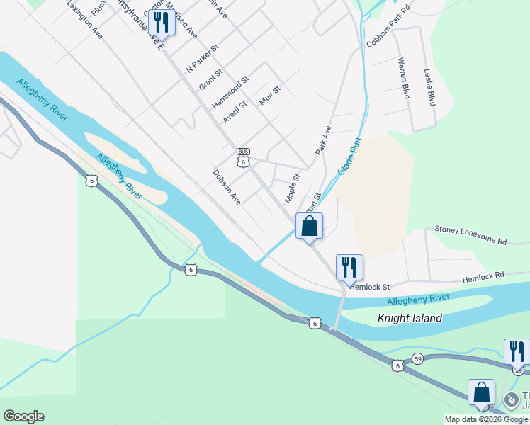 map of restaurants, bars, coffee shops, grocery stores, and more near 16 Marrer Street in Warren