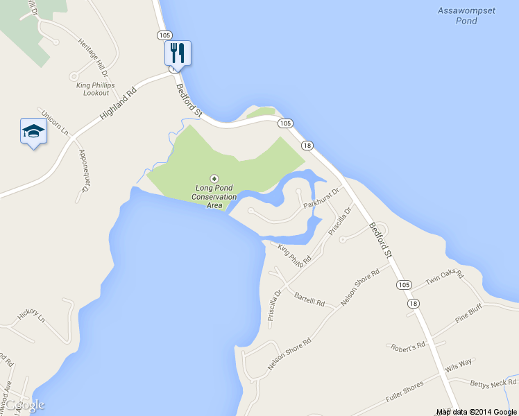 map of restaurants, bars, coffee shops, grocery stores, and more near 18 Parkhurst Drive in Lakeville
