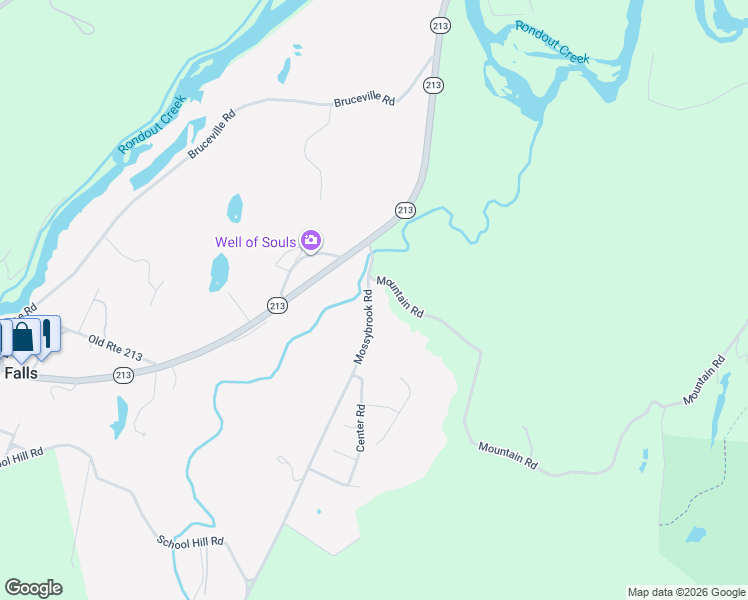 map of restaurants, bars, coffee shops, grocery stores, and more near 17 Mossybrook Road in High Falls