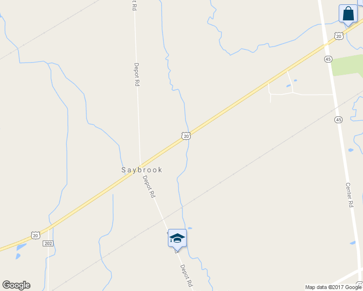 map of restaurants, bars, coffee shops, grocery stores, and more near 5620 North Ridge Road West in Ashtabula