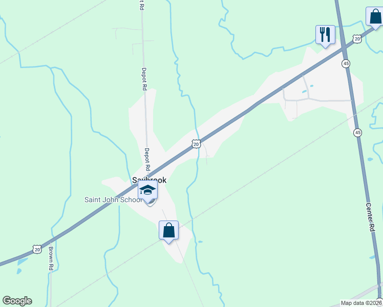 map of restaurants, bars, coffee shops, grocery stores, and more near 5620 North Ridge Road West in Ashtabula