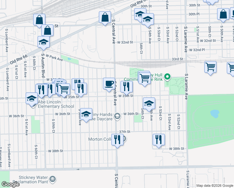 map of restaurants, bars, coffee shops, grocery stores, and more near in Cicero