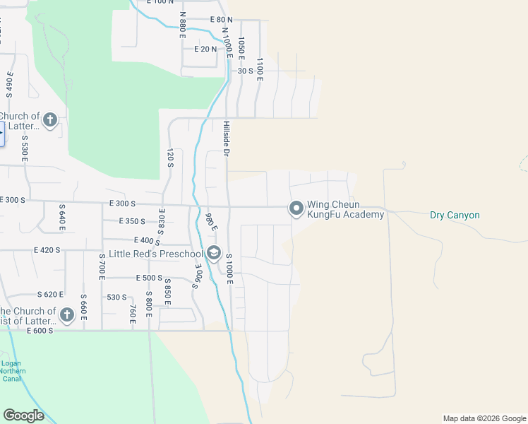 map of restaurants, bars, coffee shops, grocery stores, and more near 1092 East 300 South in Smithfield