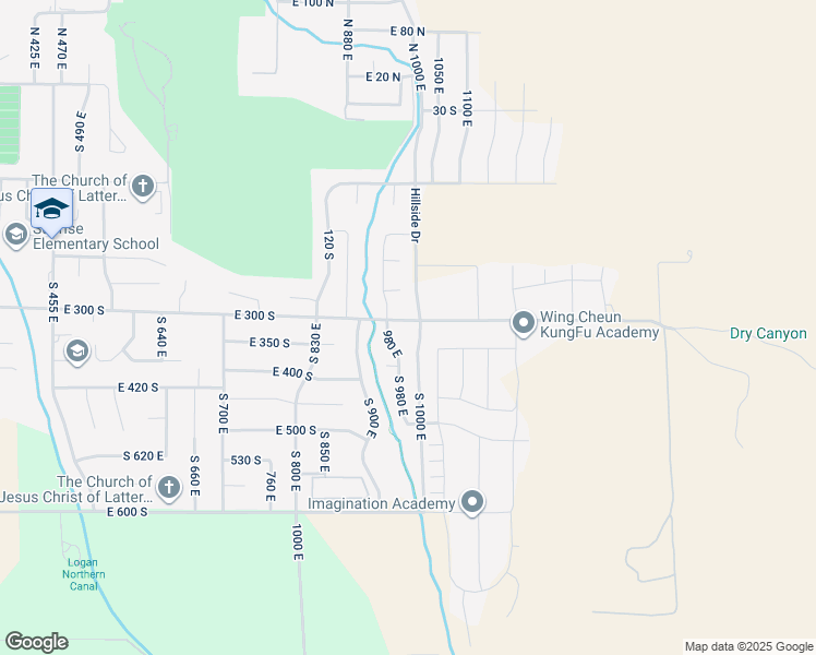 map of restaurants, bars, coffee shops, grocery stores, and more near 1222 East 300 South in Smithfield