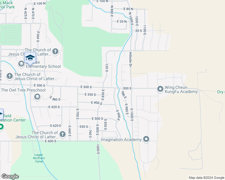 map of restaurants, bars, coffee shops, grocery stores, and more near 880 East 300 South in Smithfield