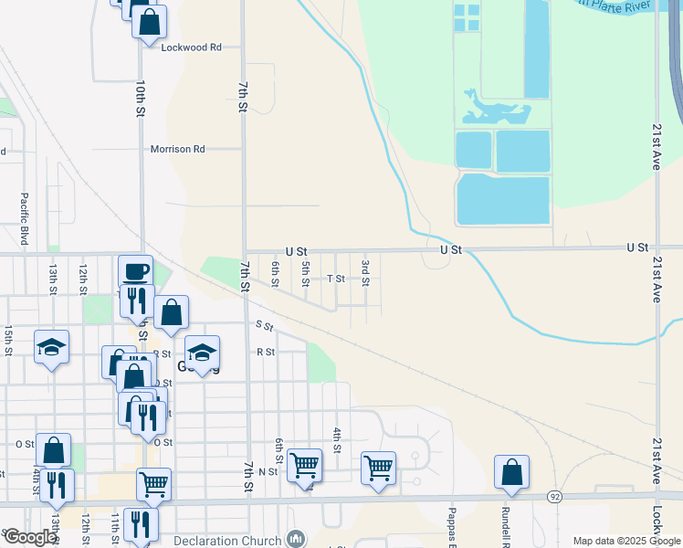 map of restaurants, bars, coffee shops, grocery stores, and more near 1935 4th St in Gering