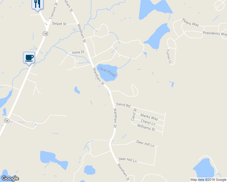 map of restaurants, bars, coffee shops, grocery stores, and more near 7 Copper Lantern Lane in Carver
