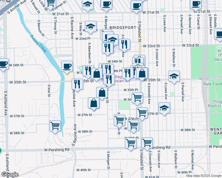 map of restaurants, bars, coffee shops, grocery stores, and more near in Chicago