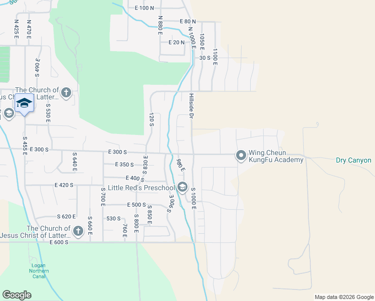 map of restaurants, bars, coffee shops, grocery stores, and more near 991 East 300 South in Smithfield