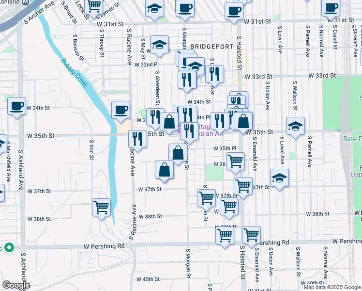 map of restaurants, bars, coffee shops, grocery stores, and more near in Chicago