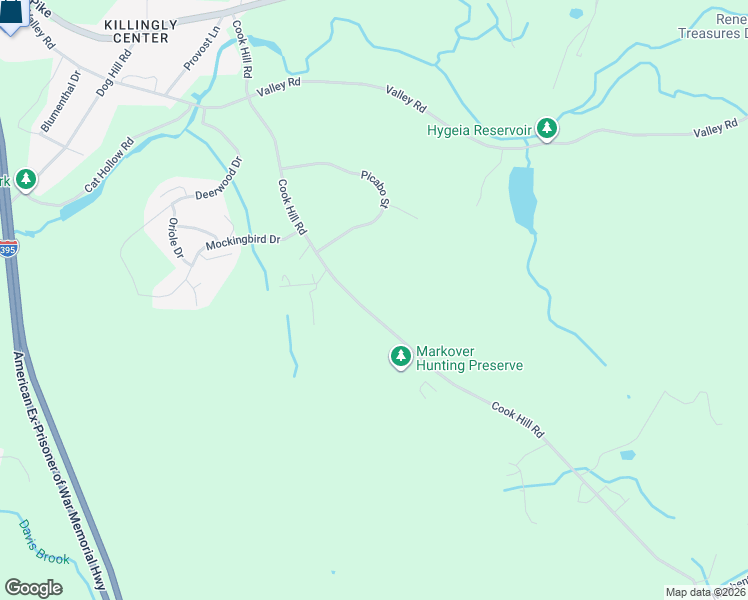 map of restaurants, bars, coffee shops, grocery stores, and more near 724 Cook Hill Road in Killingly