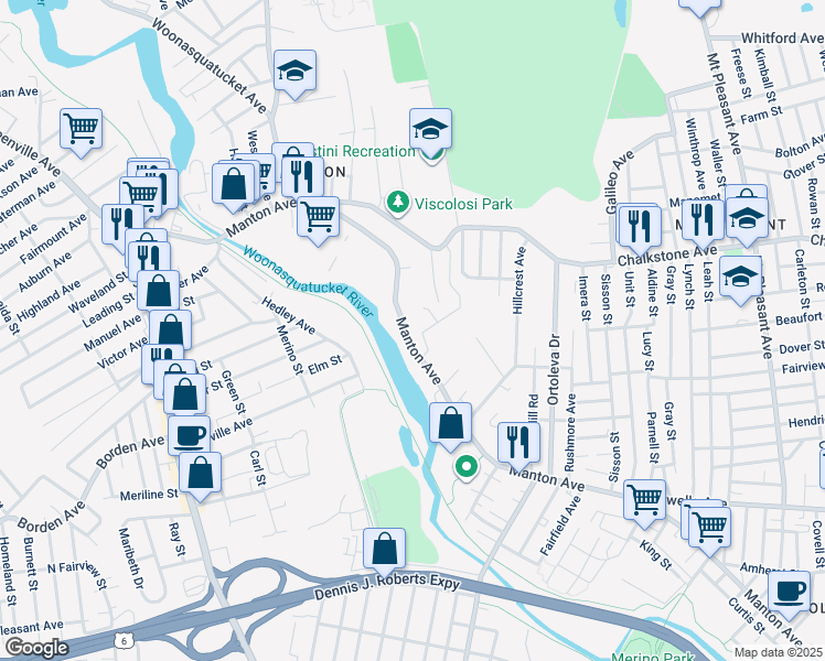 map of restaurants, bars, coffee shops, grocery stores, and more near 8 Baltimore Street in Providence