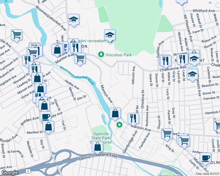 map of restaurants, bars, coffee shops, grocery stores, and more near 8 Baltimore Street in Providence