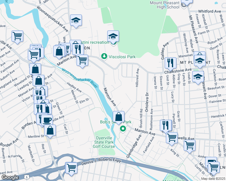 map of restaurants, bars, coffee shops, grocery stores, and more near 8 Baltimore Street in Providence