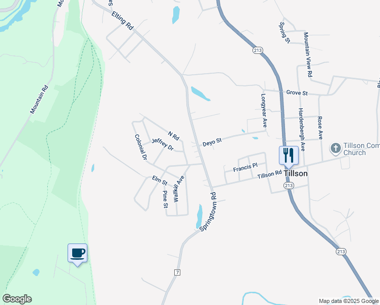 map of restaurants, bars, coffee shops, grocery stores, and more near 775 Springtown Road in Rosendale