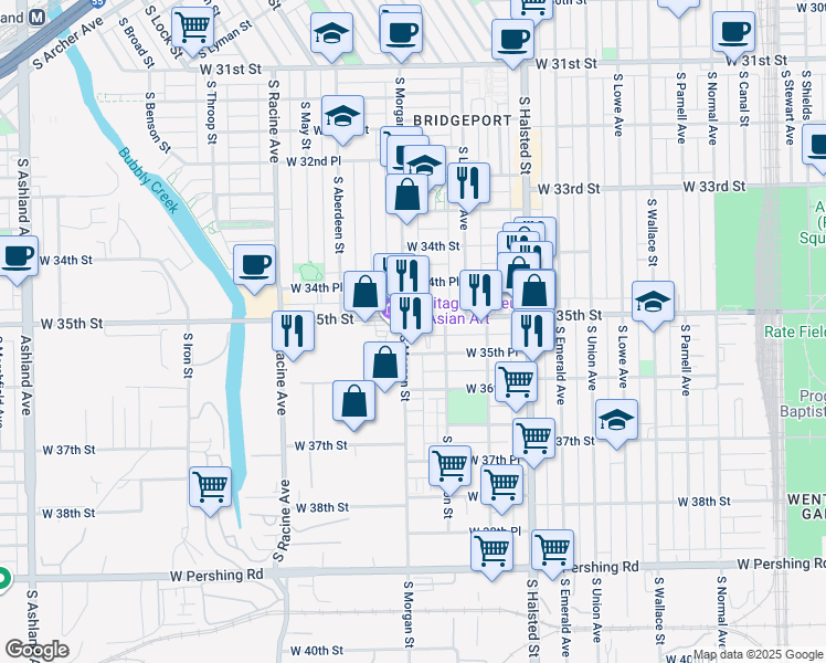 map of restaurants, bars, coffee shops, grocery stores, and more near in Chicago