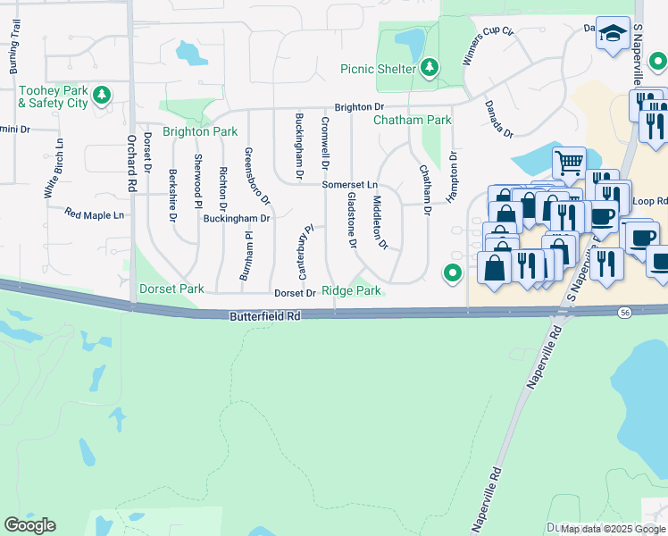 map of restaurants, bars, coffee shops, grocery stores, and more near 2053 Cromwell Drive in Wheaton