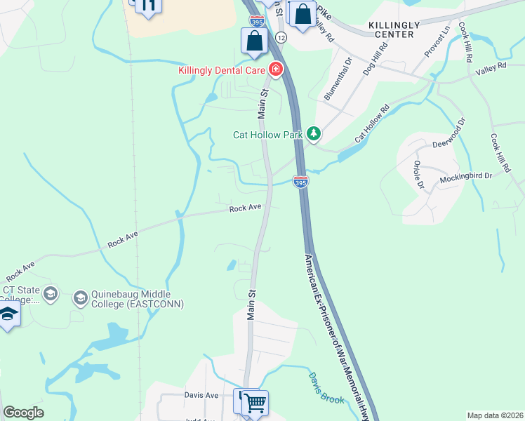 map of restaurants, bars, coffee shops, grocery stores, and more near 953 N Main St in Killingly