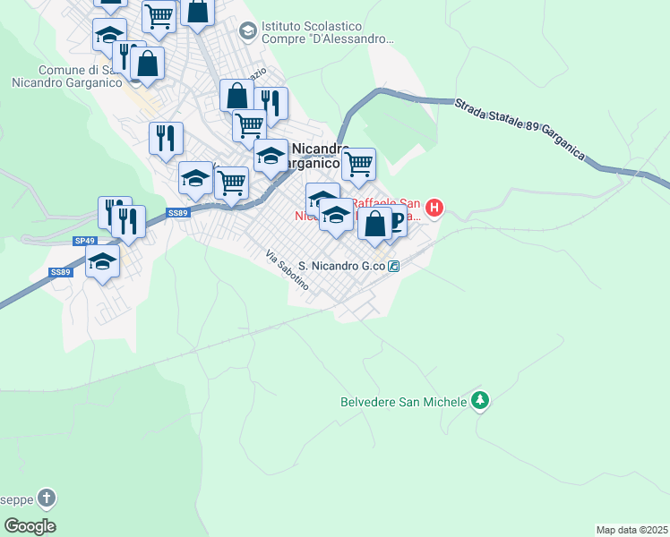 map of restaurants, bars, coffee shops, grocery stores, and more near 9 Via Vincenzo Ruscitto in San Nicandro Garganico