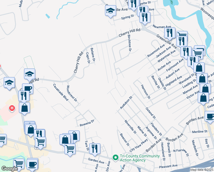 map of restaurants, bars, coffee shops, grocery stores, and more near 49 Atwells Avenue in Johnston