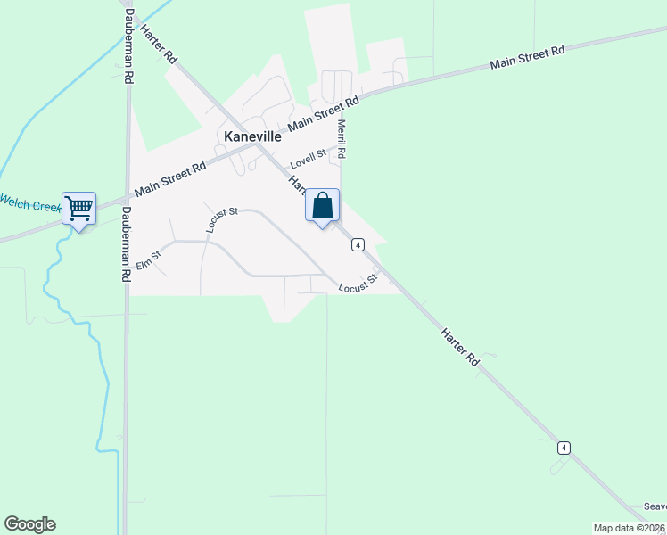 map of restaurants, bars, coffee shops, grocery stores, and more near 46W500 Locust Street in Elburn