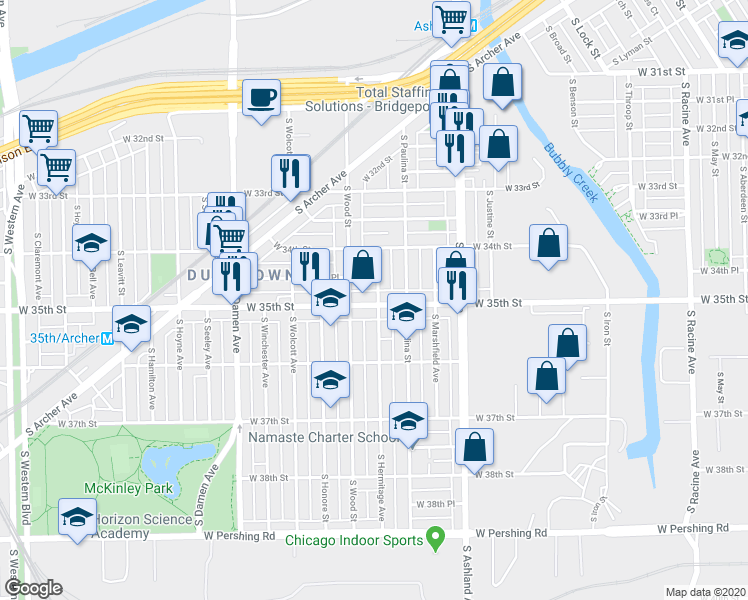 map of restaurants, bars, coffee shops, grocery stores, and more near in Chicago