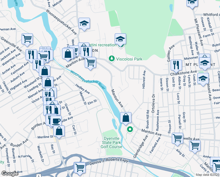 map of restaurants, bars, coffee shops, grocery stores, and more near 754 Manton Avenue in Providence