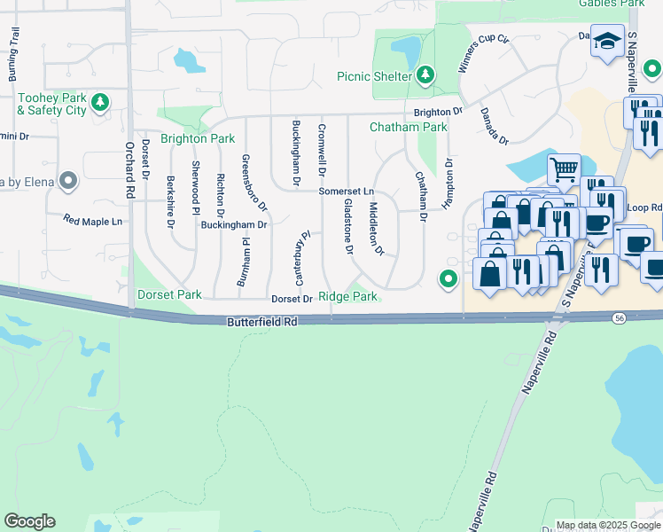 map of restaurants, bars, coffee shops, grocery stores, and more near 2053 Cromwell Drive in Wheaton