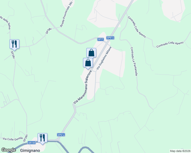 map of restaurants, bars, coffee shops, grocery stores, and more near 1100 Via Maremmana Superiore in Olevano Romano