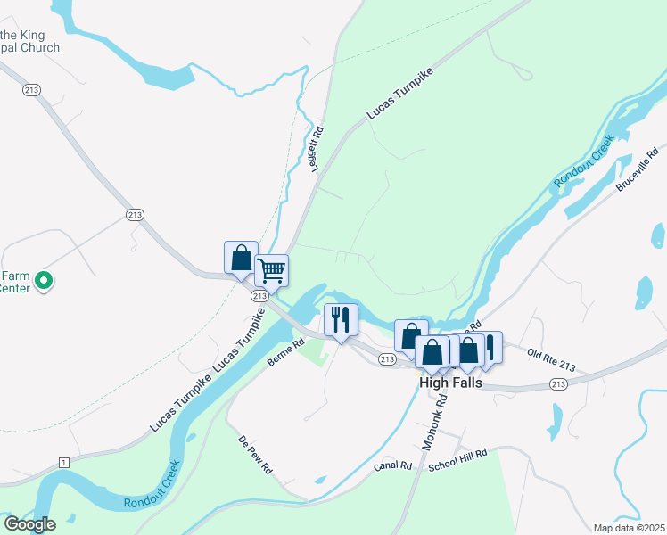 map of restaurants, bars, coffee shops, grocery stores, and more near 20 Fairview Avenue in High Falls
