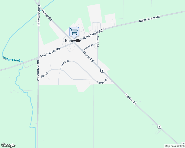 map of restaurants, bars, coffee shops, grocery stores, and more near 46W500 Locust Street in Elburn